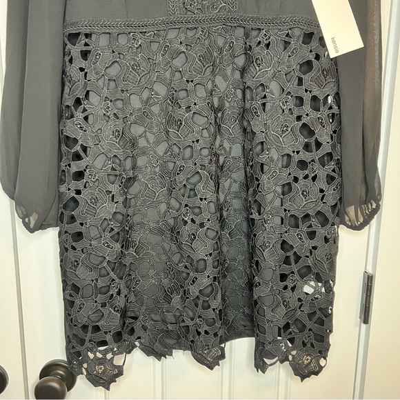 NWT Kensie little black dress with embroidery details and sheer long sleeves. - Picture 5 of 7